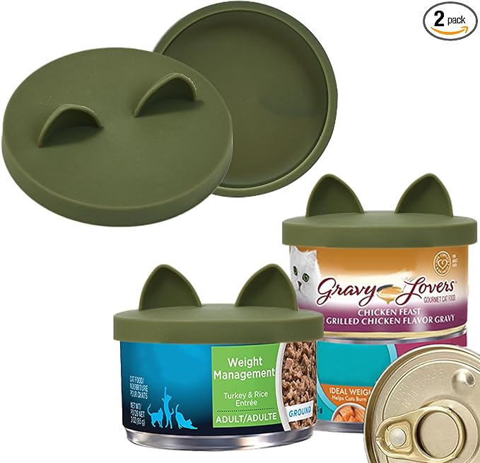 OHMO 2 Pack Cat Food Can Lids, Small Size Silicone Pet Food Can Lids Covers by OHMO
