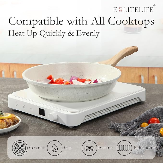 ESLITE LIFE Nonstick Ceramic Frying Pans Skillets Set - Image 4