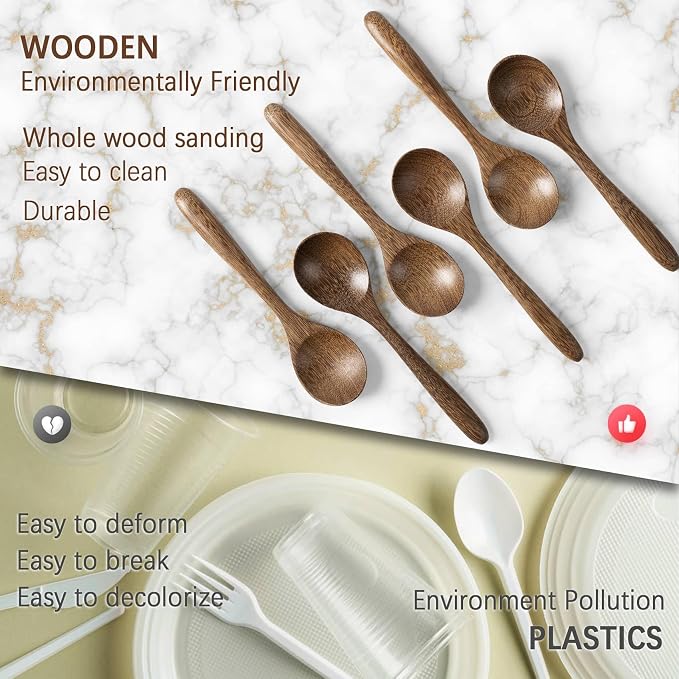 6 PCS Wooden Spoons for Honey, 6.7 inch Small Wooden Spoons - Image 4