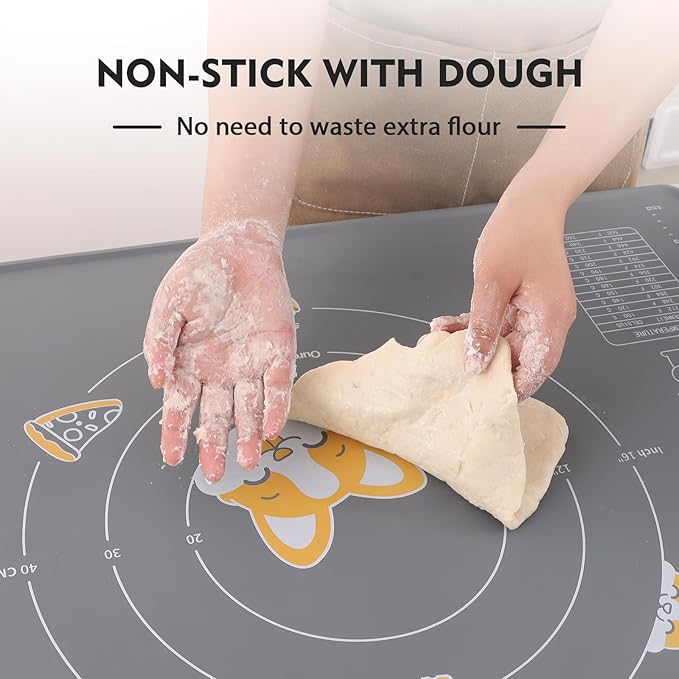 Ourokhome Silicone Baking Mat Sheet and Pastry Dough Cutter, 0.5 Inch Thick 28" - Image 3