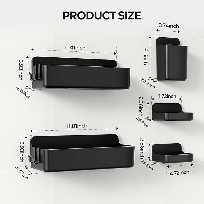 Nieifi Adhesive Wall Shelf, Shower Shelves 5 Pack - Image 2