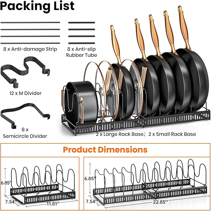 MUDEELA 2 Pack Pots and Pans Organizer Rack - Image 3