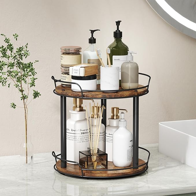 LAMU 9'' Wood Lazy Susan Turntable Organizer - Image 7