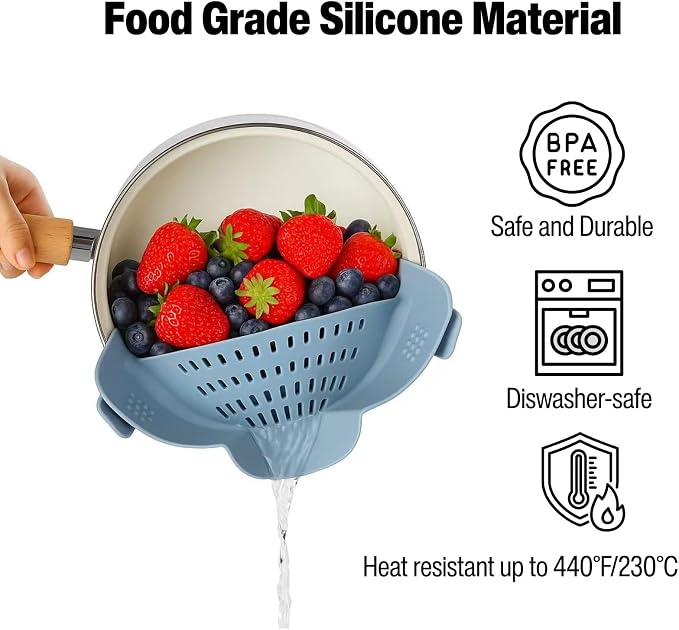 Silicone Pot Strainer, Emptycolor Adjustable Clip On Strainer - Image 3
