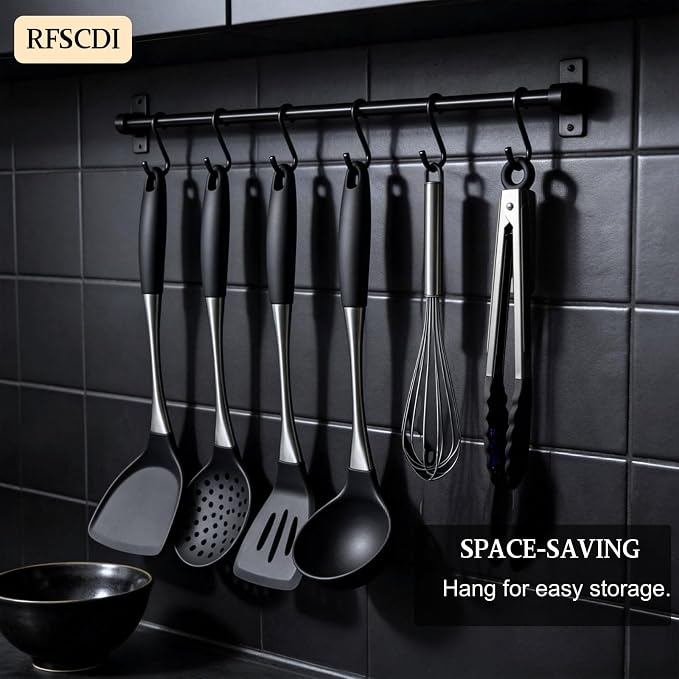 Premium Black Silicone Cooking Utensils Set - Image 9
