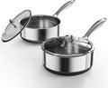 Sauce pan with Lid, KURRUNGIE 1.5 & 2.8 QT Hybrid Stainless Steel Cookware Set by KURRUNGIE