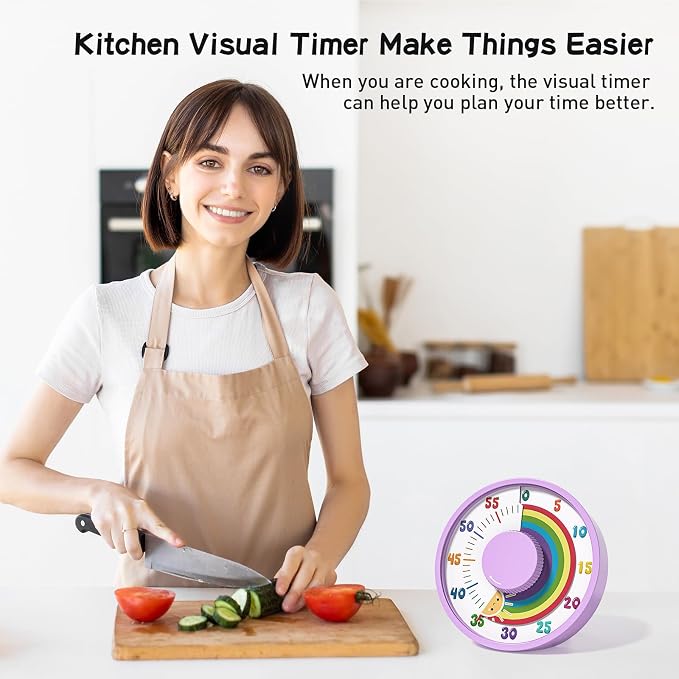 Secura 60-Minute Rainbow Visual Timer 6-Inch Mechanical Countdown Timers - Image 5