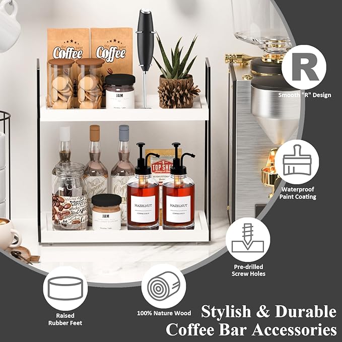 Countertop Coffee Station Organizer, 2 Tier Large Coffee Bar Organizer - Image 6