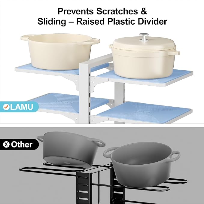 LAMU Pots and Pans Organizer under Cabinet, 8 Tier Heavy Duty Pan Organizers - Image 2