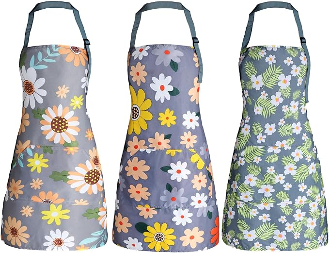 Apron for Women with Pockets, Adjustable Waterproof Floral Chef Aprons for by Unknown