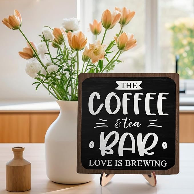 Coffee Bar Decor Sign, Rustic Wooden Plaque - Image 5