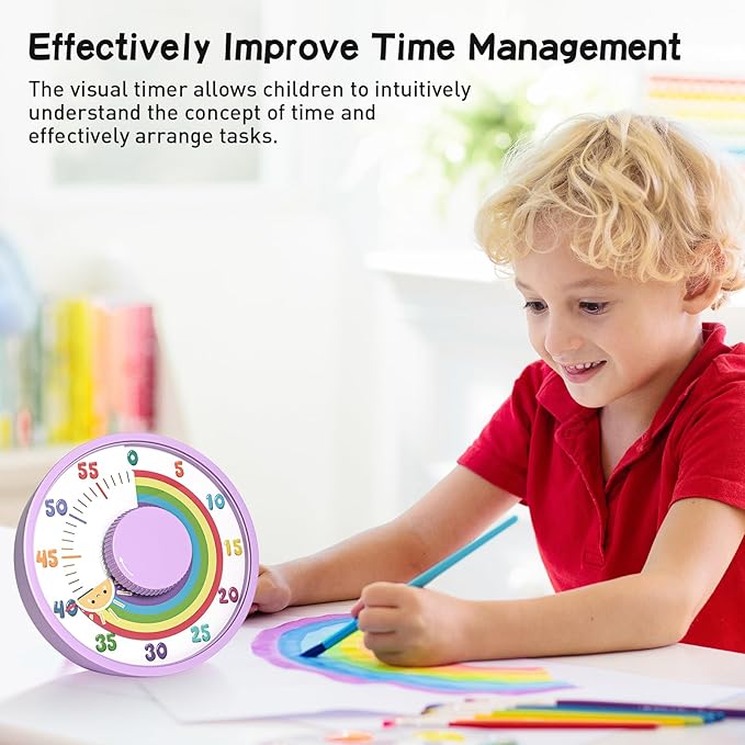 Secura 60-Minute Rainbow Visual Timer 6-Inch Mechanical Countdown Timers - Image 4