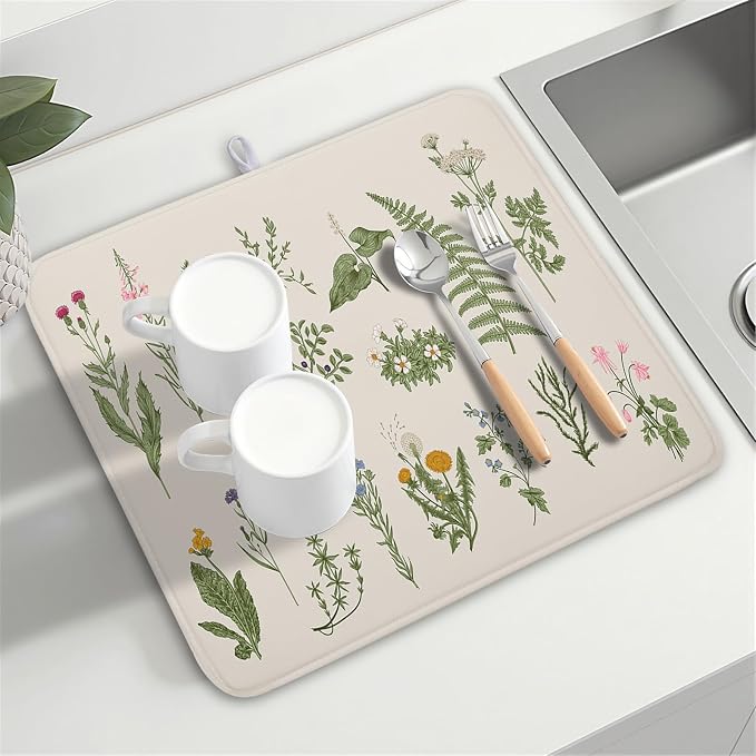 Kawani Sage Flower Herbs Dish Drying Mat - Image 8