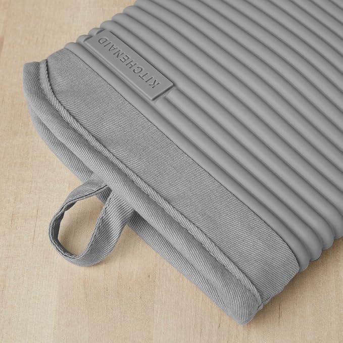 KITCHENAID Ribbed Soft Silicone Oven Mitt 2-Pack Set - Image 2