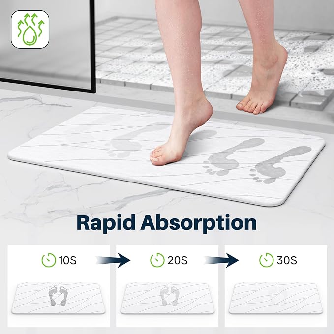 Closefriend Diatomaceous Earth Stone Bath Mat, Quick Dry Non-Slip Super - Image 4