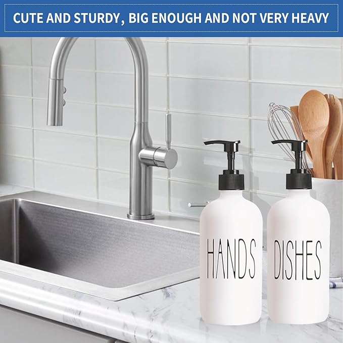 COHOSEGE 16 Oz Glass Soap Dispenser Set 2 Pack - Image 4