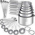 EWFEN Measuring Cups and Spoons Set, 7 Stainless Steel Nesting Measuring Cups & by EWFEN