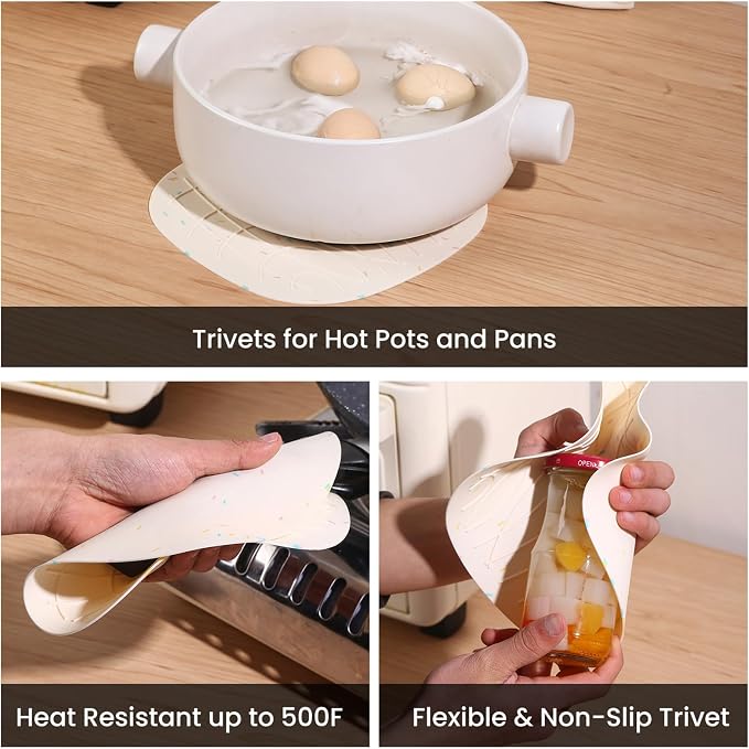 4 Pieces Oven Mitts and Pot Holders of Macaron Color Thickened Non-Slip - Image 3