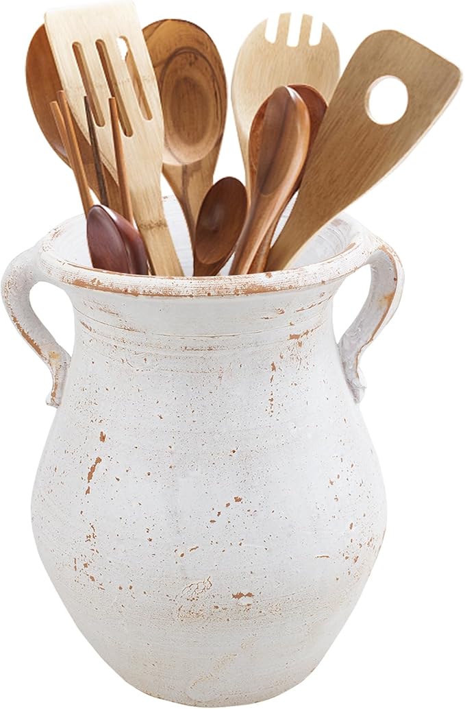Rustic Kitchen Utensil Holder for Countertop, 7.6x4.9In Large Ceramic Cooking - Image 7