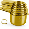 7 Pcs Gold Measuring Cups Stainless Steel, Nesting Metal Measuring Cups by BIDFUL