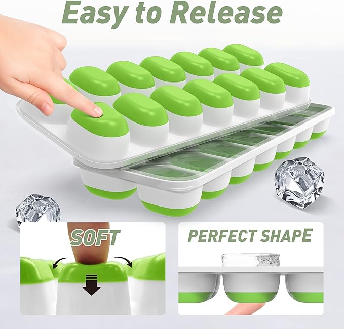 ChefAide Ice Cube Tray with Lid, 2 Packs 28 Cubes Durable Stackable Ice Cube - Image 6