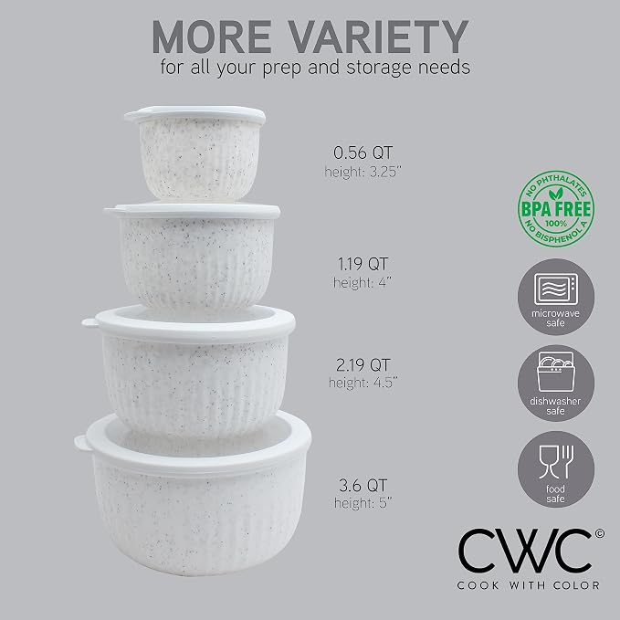 COOK WITH COLOR Prep Bowls with Lids- Wide and Deep Nesting Plastic Small - Image 4