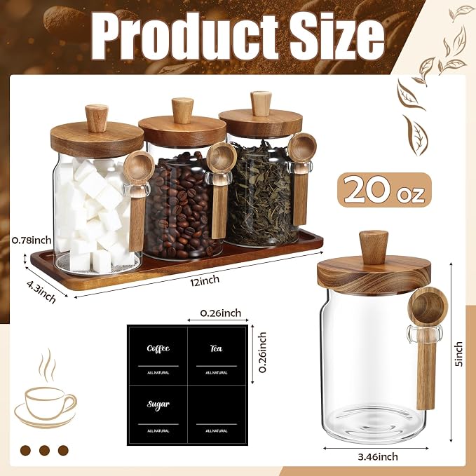 Suclain 3 Pcs Glass Coffee Container - Image 2