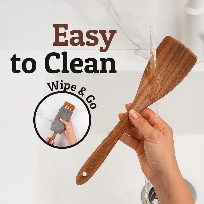 PriorityChef Teak Wood Spatula for Cooking - Image 8