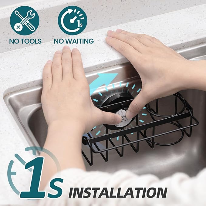 TAILI 4-in-1 Sink Caddy with Strong Suction Cup, Sponge Holder - Image 2