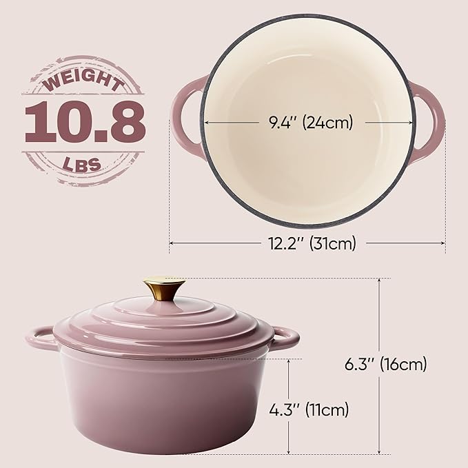 4.5 Quart Dutch Oven Pot with Lid, Non Stick Enameled Cast Iron Dutch Oven - Image 4