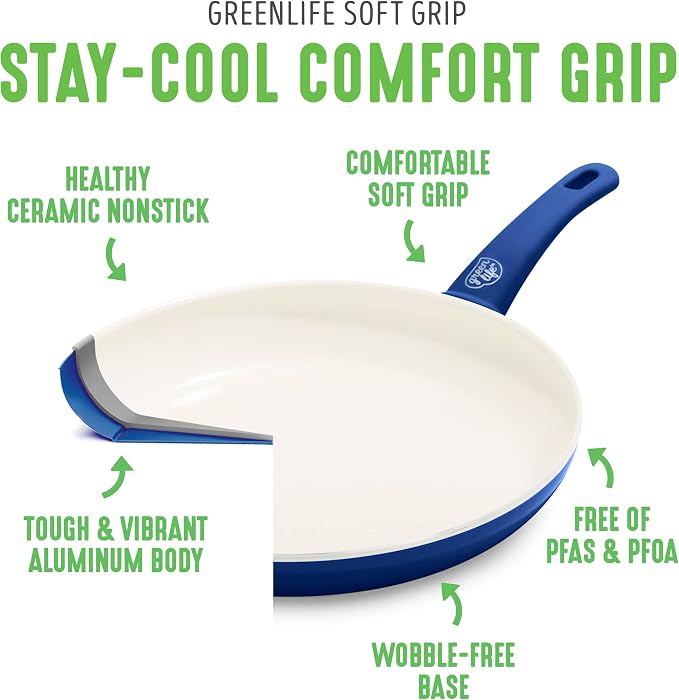 GreenLife Non Stick Fry Pan Set, Non-Toxic PFAS-Free Ceramic Skillets, - Image 4