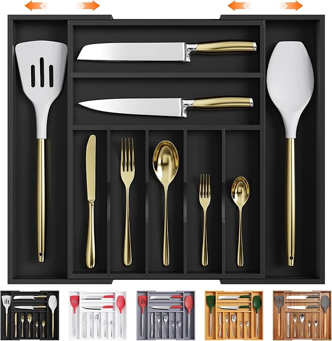 Bellsal Large Premium Bamboo Silverware Organizer by Bellsal
