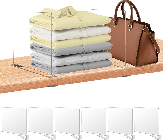 xydstay 6 Pack Clear Acrylic Shelf Dividers by xydled