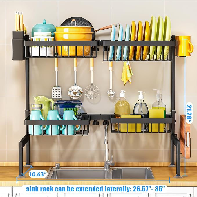 ARSTPEOE 2 Tiers 4 Baskets Over The Sink Dish Drying Rack, fits All Sinks - Image 3