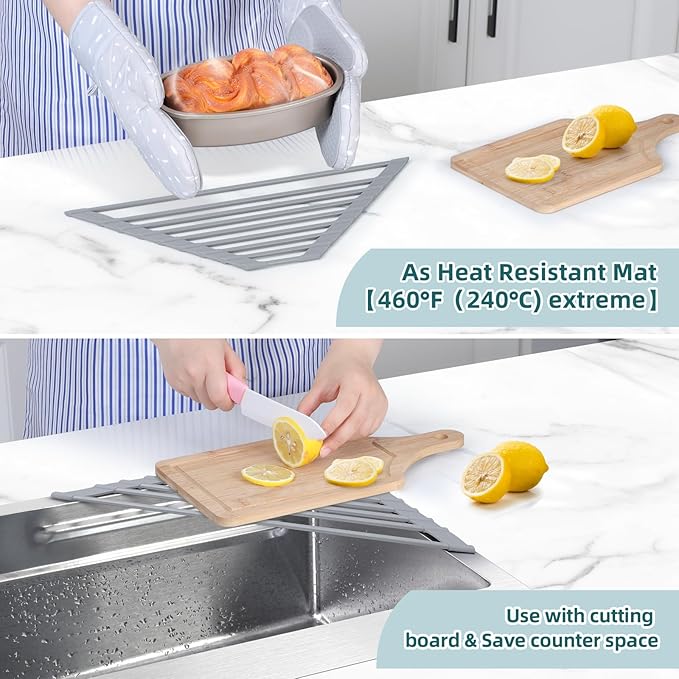 Ohuhu Triangle Roll Up Dish Drying Rack, Anti-Slip Organizer - Image 6
