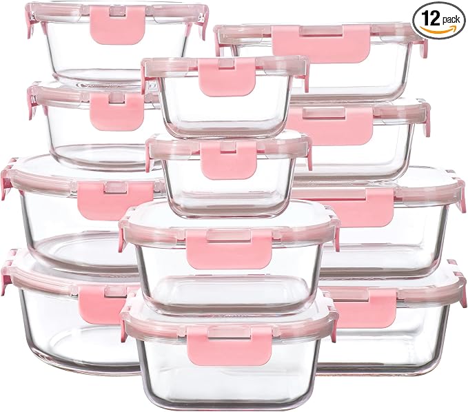 FAWLES 12 Pack Glass Storage Containers by FAWLES
