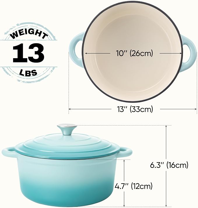6 Quart Dutch Oven Pot with Lid, Non Stick Enameled Cast Iron Dutch Oven - Image 3