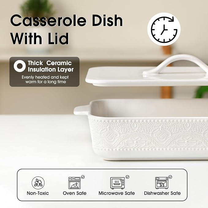 Casserole Dish with Lid, Ceramic 9x13 Casserole Dish - Image 6
