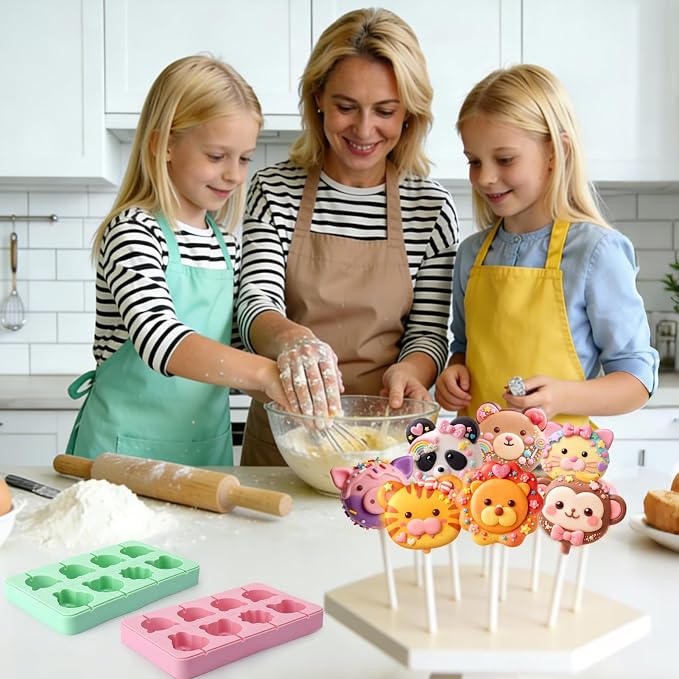Juome Cake Pop Mold Kit, 2 Pack 16 Cavities Animal Shape Cakesicle Molds - Image 7