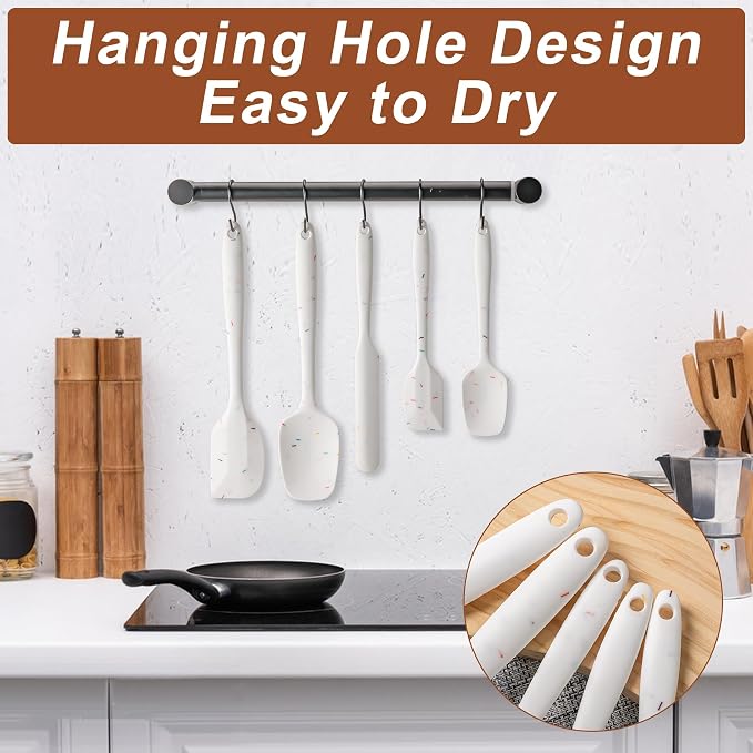 Silicone Spatula Set, 5 Piece Food Grade Rubber Spatulas - Image 4