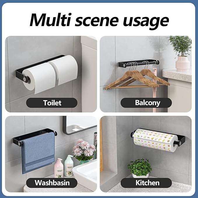 Aheucndg Under Cabinet Paper Towel Holder, Self Adhesive Wall Mount Paper Towel - Image 7