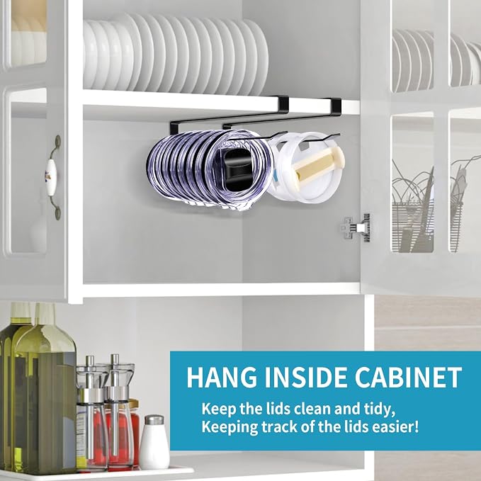 Shallow Tumbler Lid organizers for Cabinet, Space Saving Yeti Tumbler Lid Holder - Image 2
