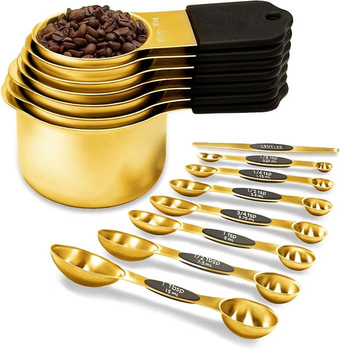 Magnetic Measuring Cups and Spoons Set, Including 7 Stainless Steel Nesting by LIFETOWE