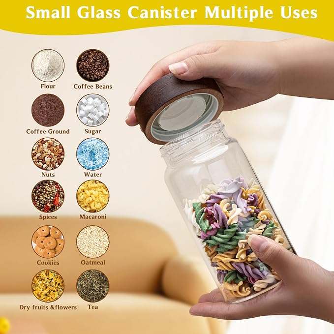 18 OZ Glass Coffee Jars with Top Screw Lid Ground Sugar Spice Herb Container - Image 3