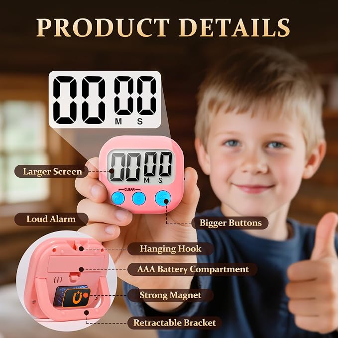 6 Pack Digital Kitchen Timer Small Classroom Timers - Image 4