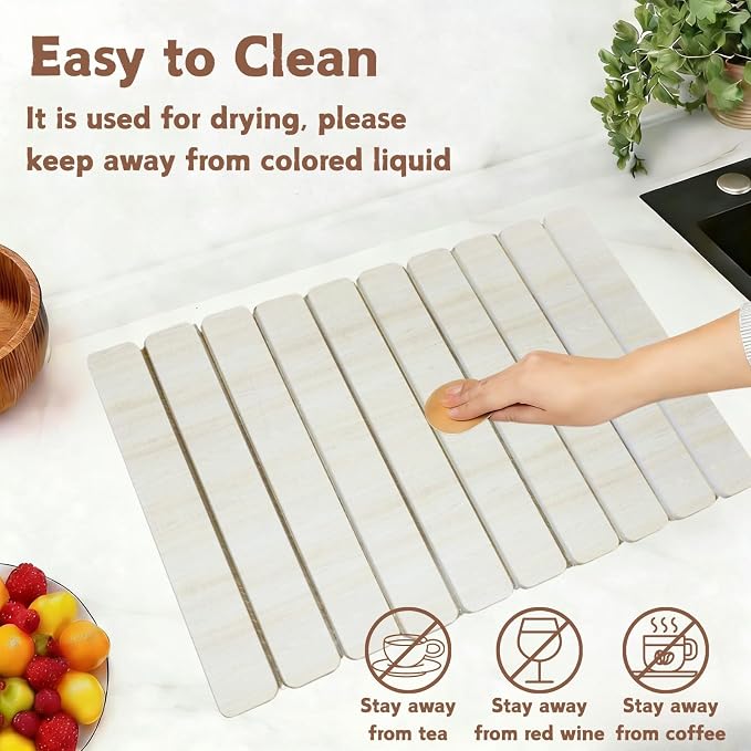 Dish Drying Mats, Large 24x16 Inch Diatomaceous Earth Drying Mat / - Image 5