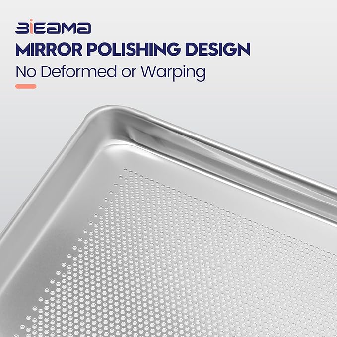 BIEAMA 12 Pack Full Size 26" x 18" Aluminum Baking Sheet Pan Perforated - Image 4