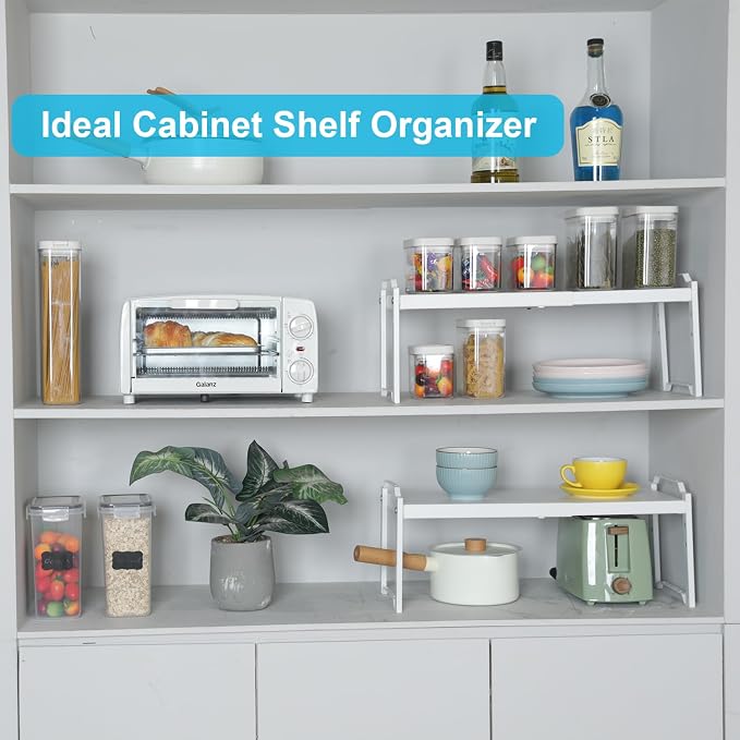X-cosrack 2 Pack Expandable Kitchen Cabinet Shelf Organizer, Stackable - Image 7