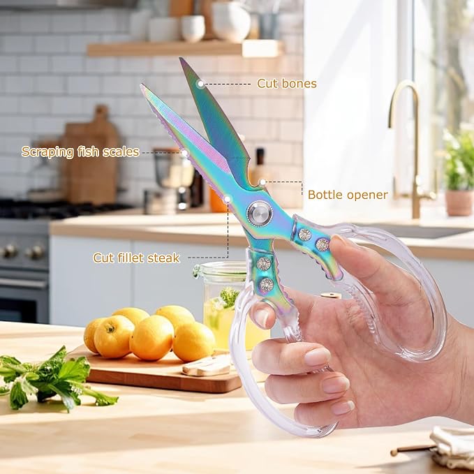 AWinjoy Heavy Duty Sharp Kitchen Scissors, Dishwasher Safe, Cooking Shears - Image 3