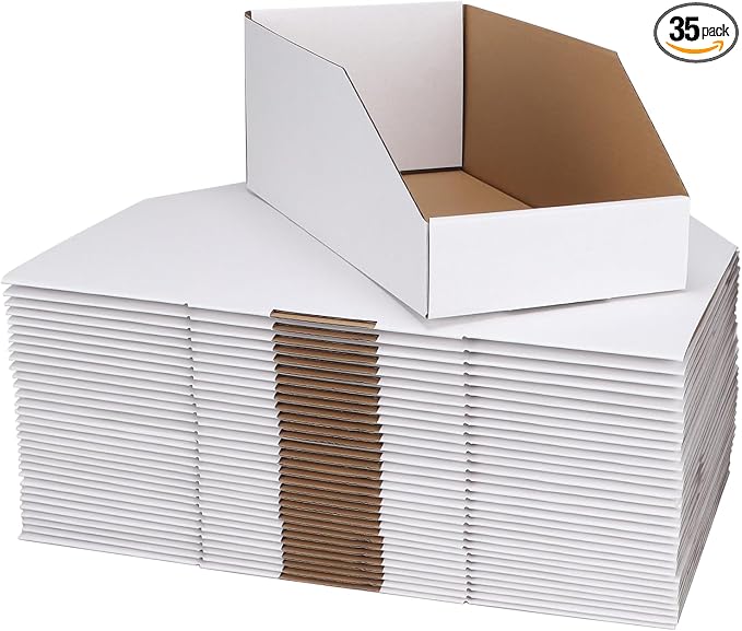 ZBEIVAN Cardboard Storage Bins Boxes 35 Packs 12x6x4.5 Inches, Easy Assembly by ZBEIVAN
